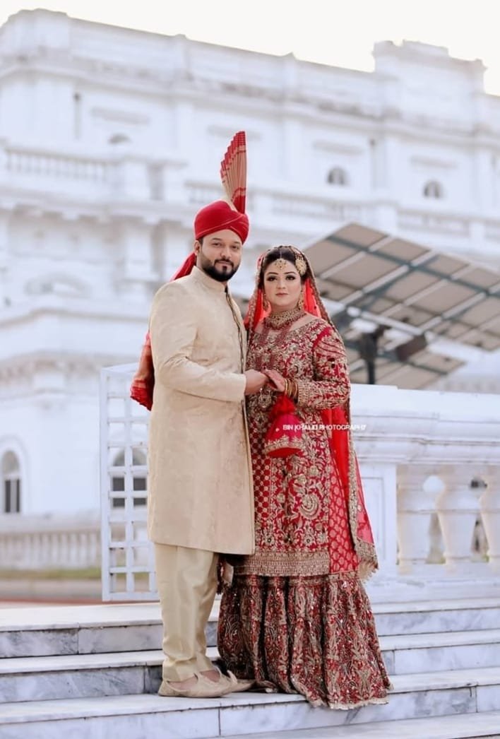 Wedding portrait of a bride and groom